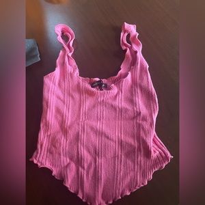 Kendall & Kylie Hot Pink Corset-Style sleeveless top